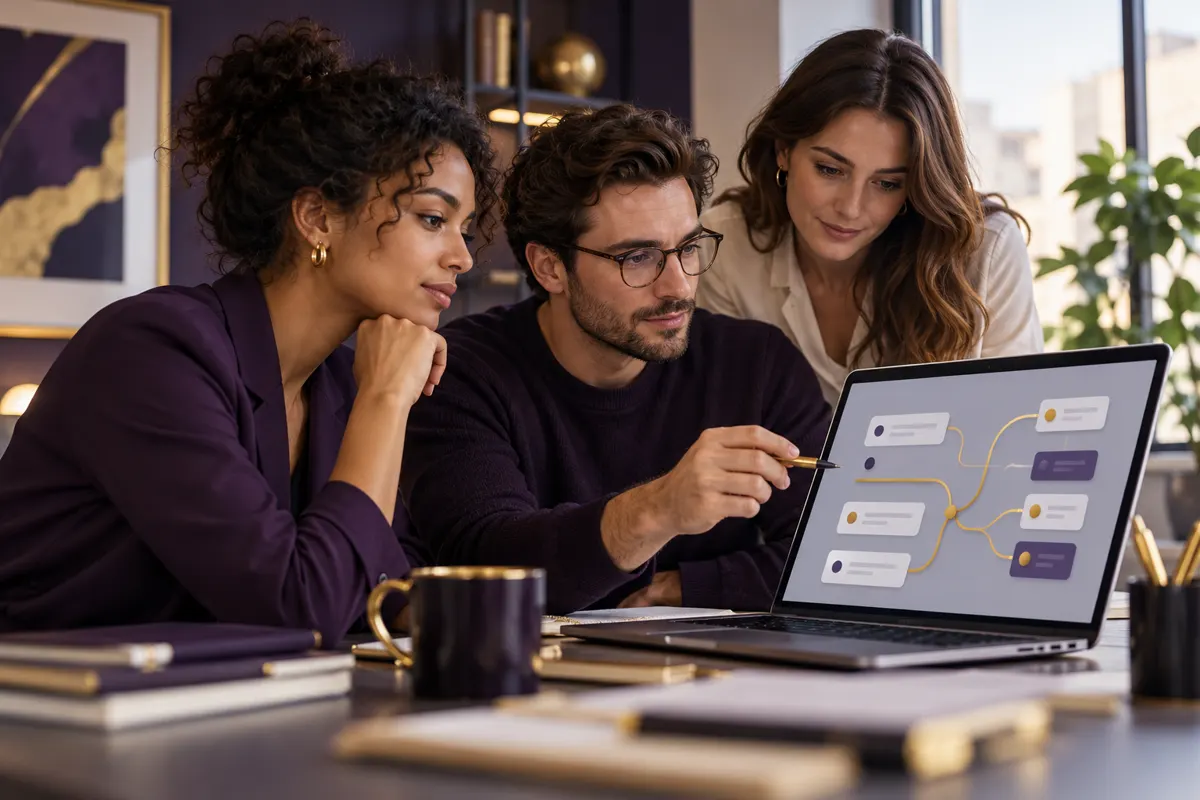 Colleagues reviewing an automated workflow