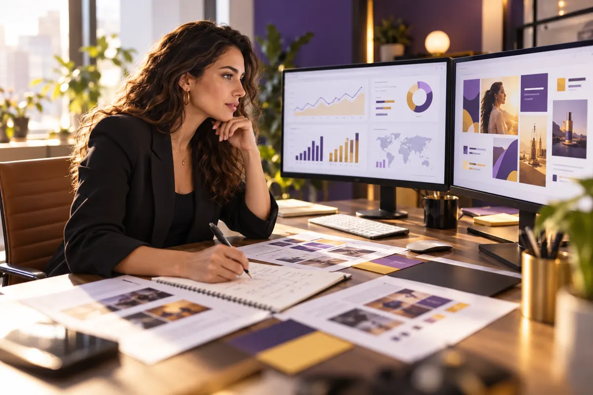 Marketing strategist reviewing campaign plans