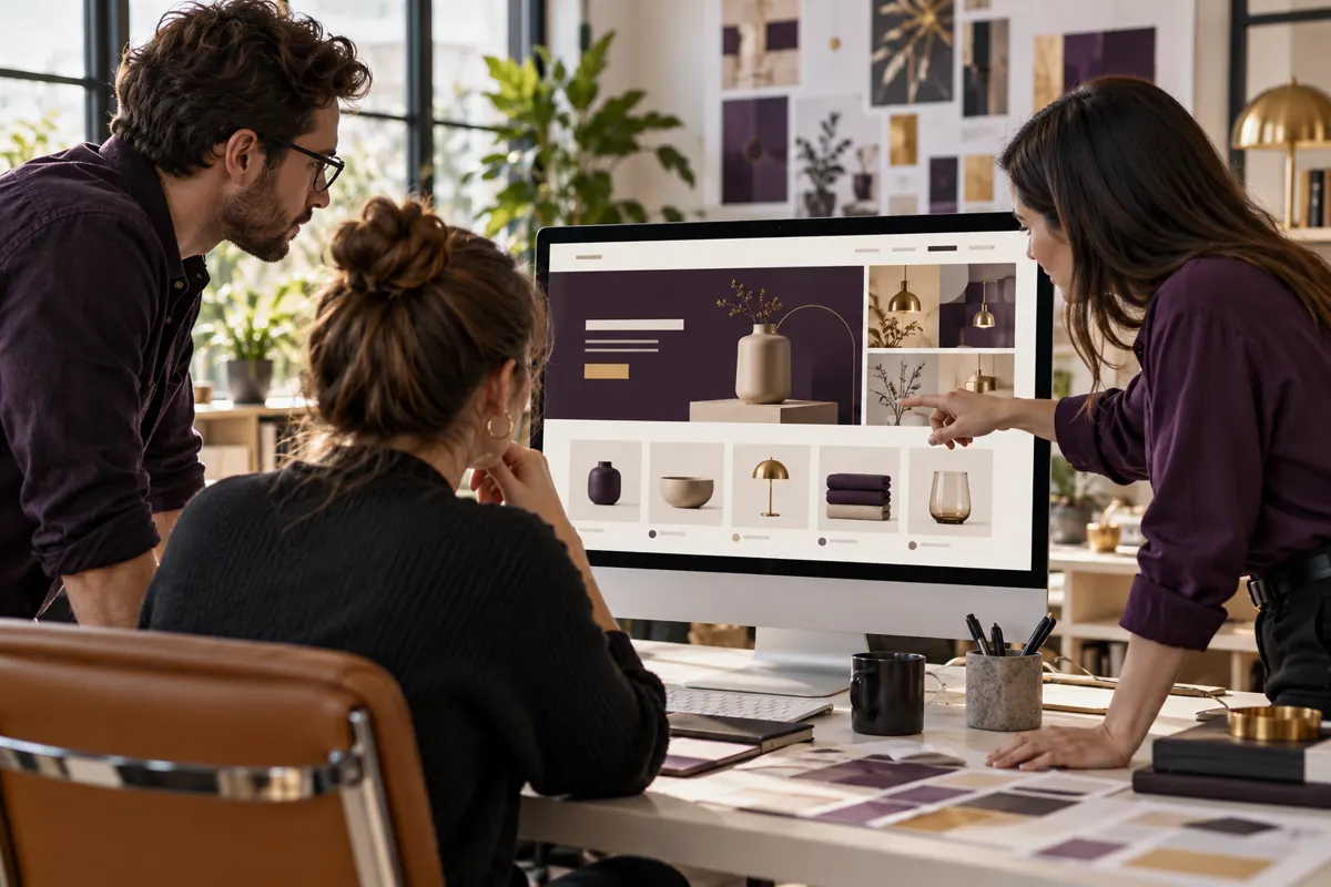 Team reviewing an ecommerce website layout